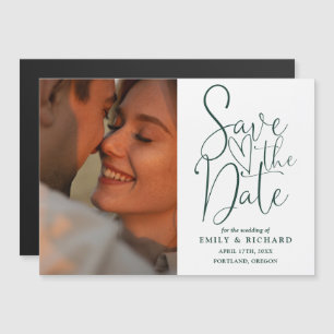 Emerald Green Wedding Photo Save The Date Magnetic Invitation