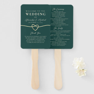 Emerald Green Wedding Program Hand Fan