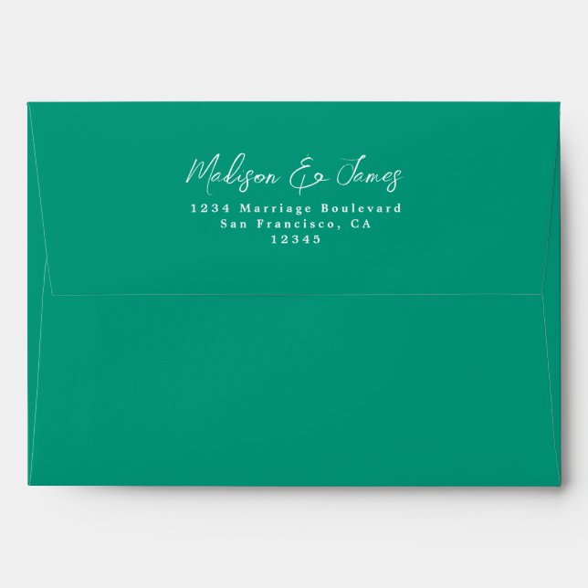 Emerald Green Wedding Return Address Envelope (Back (Top Flap))