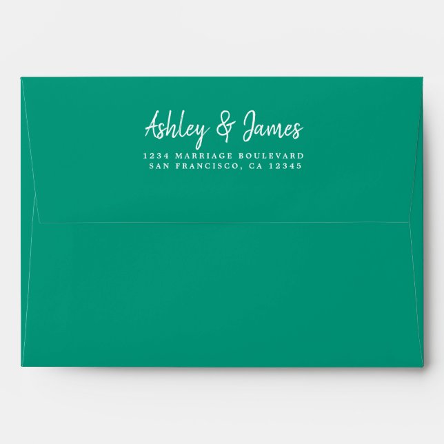 Emerald Green Wedding Return Address Envelope (Back (Top Flap))