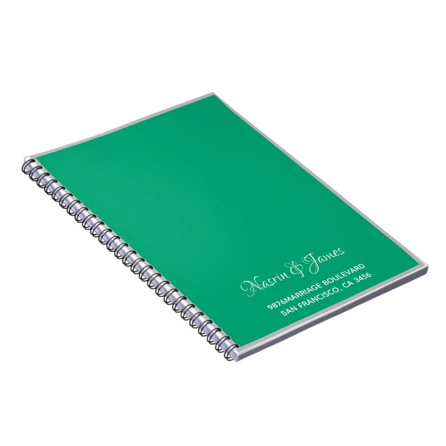 Emerald Green Wedding Return Address Notebook (Right Side)