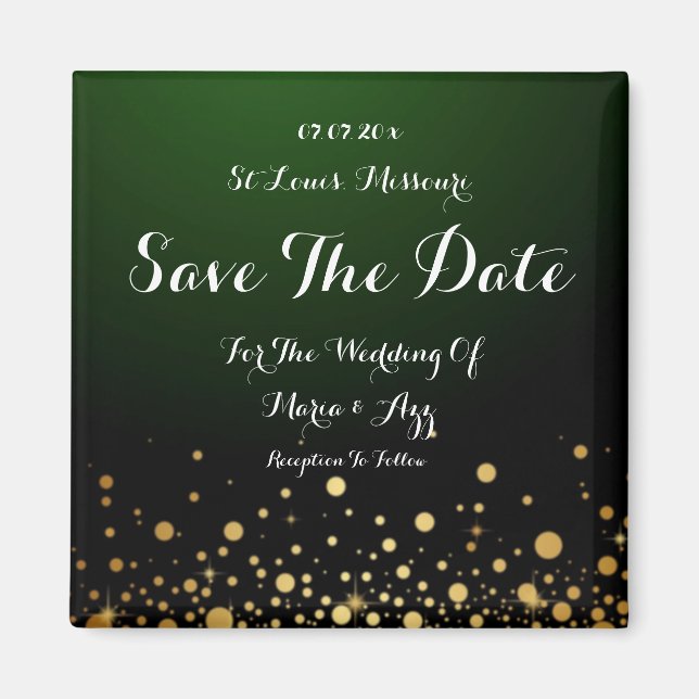 Emerald Green Wedding Save The Date Magnet  (Front)