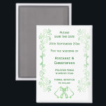 Emerald Green Wedding Save The Date Magnet Bells<br><div class="desc">Wedding save the date magnet bells design. Customise this green wedding save the date magnet with your wedding details. Should you require any help with customising then contact us through the link on this page. Emerald coloured bells design personalised wedding save the date magnet</div>
