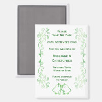 Emerald Green Wedding Save The Date Magnet Bells