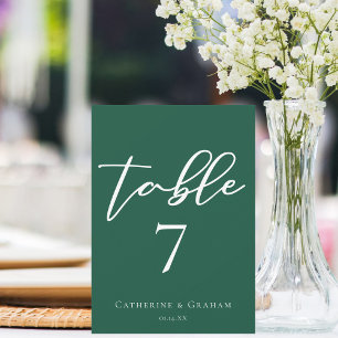 Emerald Green Wedding Table Number Card