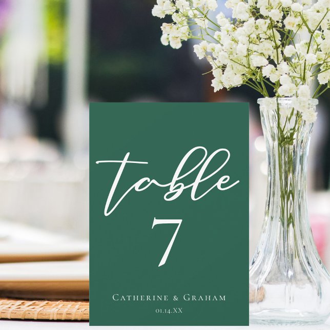 Emerald Green Wedding Table Number Card (Creator Uploaded)