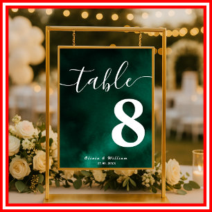 Emerald Green Wedding Table Number Poster