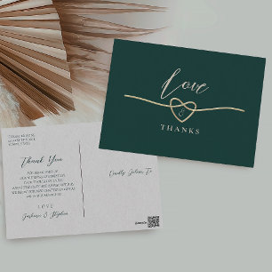 Emerald Green Wedding Thank You Postcard