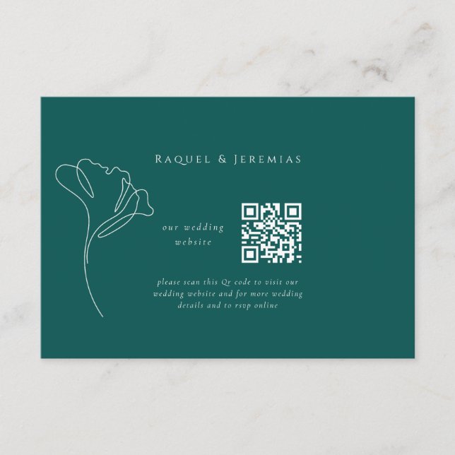 Emerald Green Wedding Website Enclosure Card (Front)