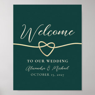 Emerald Green Wedding Welcome Poster