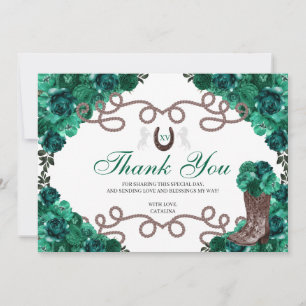 Emerald Green Western Horse Quinceanera Thank You