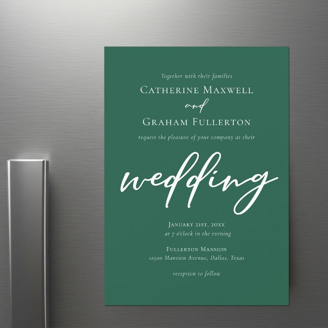 Emerald Green White Forest Wedding Magnetic Invitation (Creator Uploaded)