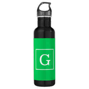 Emerald Green White Framed Initial Monogram 710 Ml Water Bottle