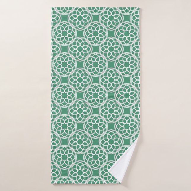 Emerald Green White Geometric Seamless Pattern Bath Towel (Bath Towel)