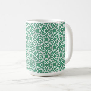Emerald Green White Geometric Seamless Pattern Coffee Mug