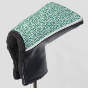 Emerald Green White Geometric Seamless Pattern Golf Head Cover