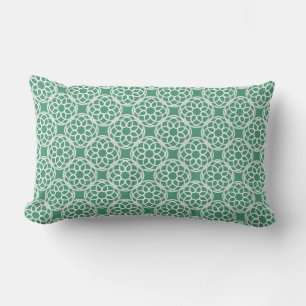 Emerald Green White Geometric Seamless Pattern Lumbar Cushion