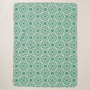 Emerald Green White Geometric Seamless Pattern Sherpa Blanket