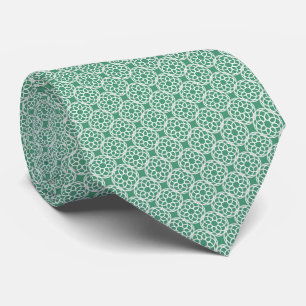 Emerald Green White Geometric Seamless Pattern Tie