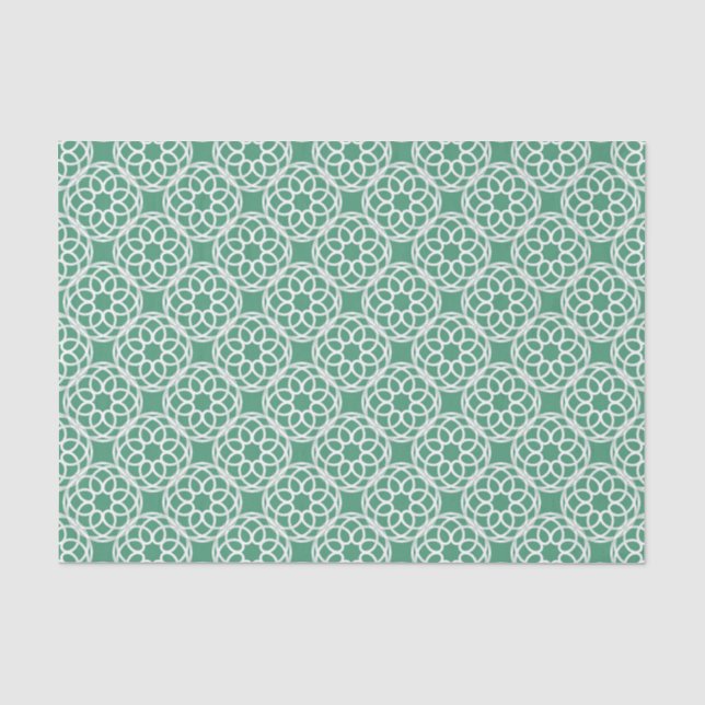 Emerald Green White Geometric Seamless Pattern Tissue Paper (Front)