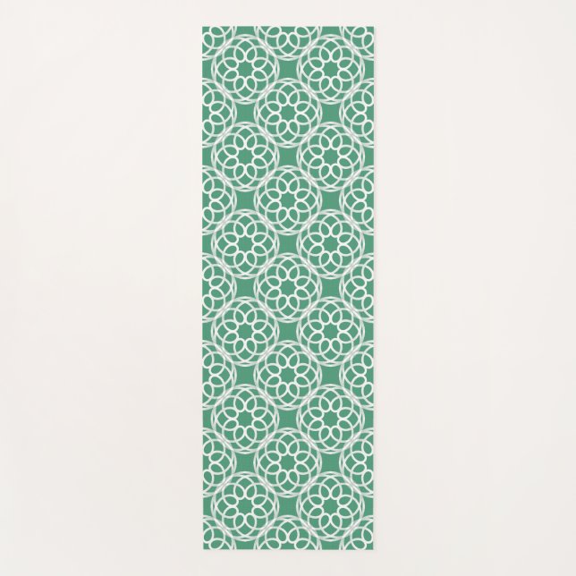 Emerald Green White Geometric Seamless Pattern Yoga Mat (Front)