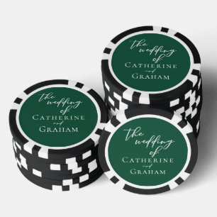 Emerald Green White Personalised Wedding Poker Chips