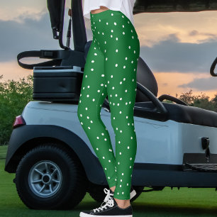 Emerald Green White Polka Dots Christmas Holiday Leggings