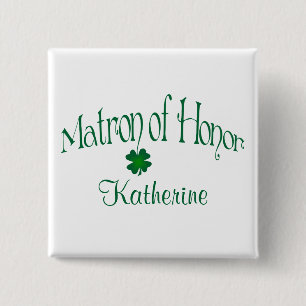 Emerald Green, White Shamrock Matron of Honour Pin