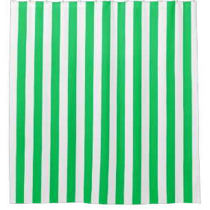 Emerald Green White Vertical Stripe NL #0 Shower Curtain