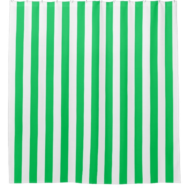 Emerald Green White Vertical Stripe NL #0 Shower Curtain (Front)