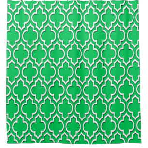 Emerald Green White XL Moroccan #4DS Shower Curtain