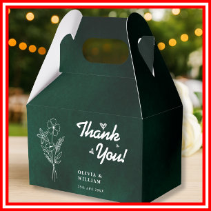 Emerald Green Wildflower Wedding Thank You Favour Box