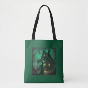 Emerald green Witch in the Woods Halloween gift Tote Bag