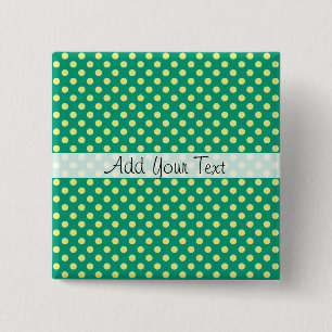 Emerald Green with Yellow Polka Dots by STaylor 15 Cm Square Badge