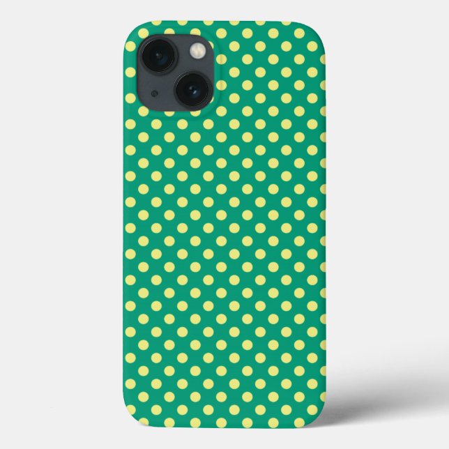 Emerald Green with Yellow Polka Dots by STaylor  Case-Mate iPhone Case (Back)
