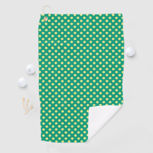 Emerald Green with Yellow Polka Dots by STaylor Golf Towel