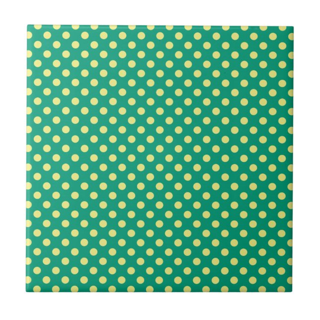 Emerald Green with Yellow Polka Dots by STaylor Tile (Front)