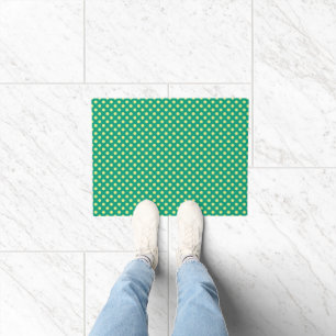 Emerald Green With Yellow Polka Dots Doormat