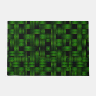 Emerald Green Woven Basket Texture Pattern Doormat