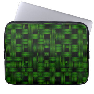 Emerald Green Woven Basket Texture Pattern Laptop Sleeve