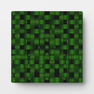 Emerald Green Woven Basket Texture Pattern Plaque
