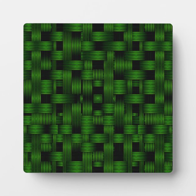 Emerald Green Woven Basket Texture Pattern Plaque (Front)