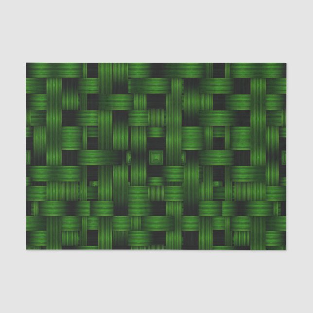 Emerald Green Woven Basket Texture Pattern Tissue Paper (Front)