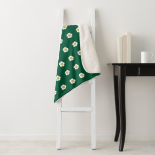 emerald green yellow and white Buttercup Flowers Sherpa Blanket
