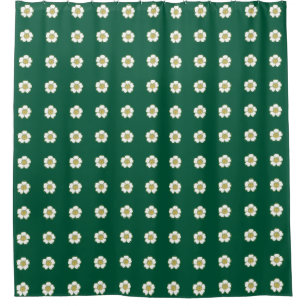 emerald green yellow and white Buttercup Flowers Shower Curtain
