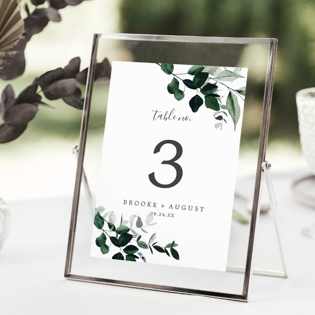 Emerald Greenery 5x7" Table Number (Creator Uploaded)