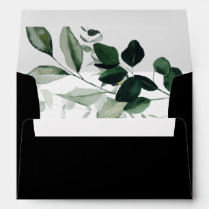 Emerald Greenery Black Wedding Invitation Envelope