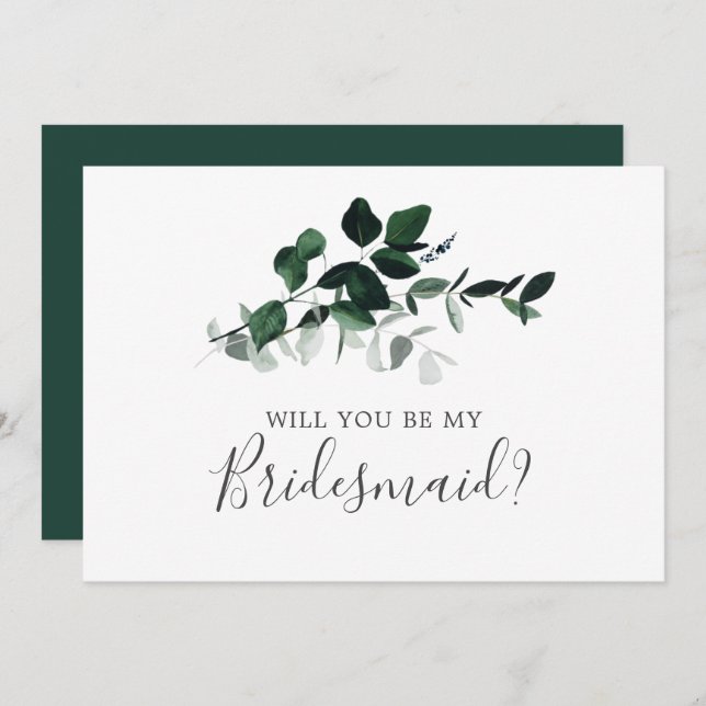 Emerald Greenery Bridesmaid Proposal Card (Front/Back)