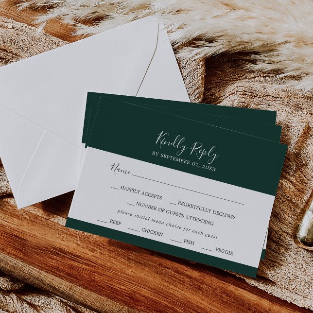 Emerald Greenery Coordinate Menu Choice RSVP Card (Creator Uploaded)