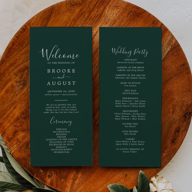 Emerald Greenery Coordinate Wedding Program (Creator Uploaded)